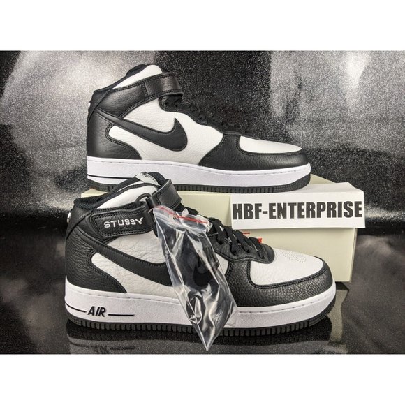 Stussy x Nike Air Force 1 Mid Black White Men\'s Size 10.5 NIB main image 6